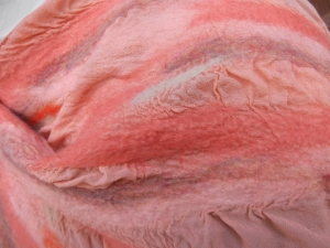 peach colored nuno felting shawl wrap